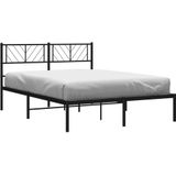 vidaXL Bedframe met hoofdbord metaal zwart 140x190 cm