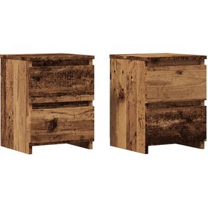 vidaXL Nachtkastjes 2 st 30x30x40 cm bewerkt hout oud houtkleurig