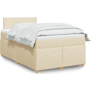 vidaXL Boxspring met matras stof crÃ¨mekleurig 120x190 cm