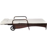 vidaXL Ligbed met kussen en wieltjes poly rattan bruin