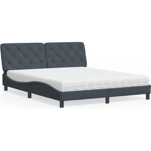 vidaXL Bed met matras fluweel donkergrijs 160x200 cm