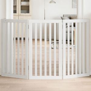 vidaXL - Hondenhek - inklapbaar - 3 - panelen - 150 - cm - populierenhout - wit