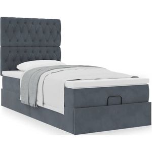vidaXL Ottoman bed met matrassen 100x200cm fluweel donkergrijs