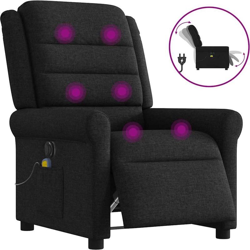 vidaXL Massagestoel elektrisch verstelbaar stof zwart
