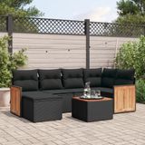 vidaXL 7-delige Loungeset met kussens poly rattan zwart