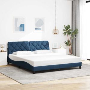 vidaXL Bedframe zonder matras stof blauw 180x200 cm