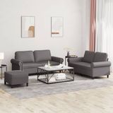 vidaXL - 3-delige - Loungeset - met - kussens - kunstleer - grijs
