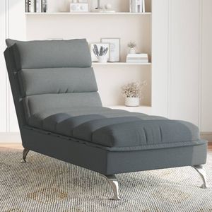 vidaXL Chaise longue met kussens stof donkergrijs