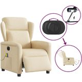 vidaXL Massagestoel elektrisch verstelbaar stof crèmekleurig