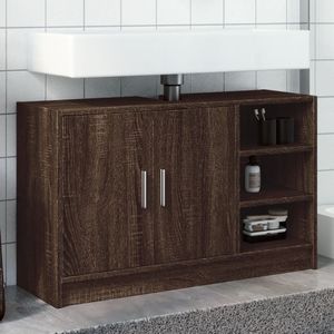 vidaXL Wastafelkast 90x29x55 cm bewerkt hout bruin eikenkleurig