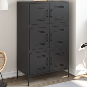 vidaXL Hoge kast 68x39x113 cm staal zwart