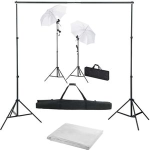 vidaXL Fotostudioset met achtergrond, lampen en paraplu's
