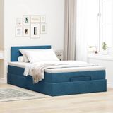 vidaXL Bed poef met matras 120x190 cm fluweel donkerblauw