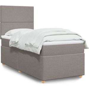 vidaXL Boxspring met matras stof taupe 90x200 cm