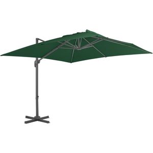 vidaXL - Zweefparasol - met - aluminium - paal - 400x300 - cm - groen