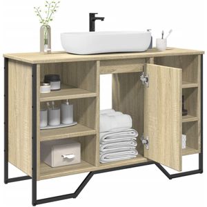 vidaXL Wastafelkast 91x35x60 cm bewerkt hout sonoma eikenkleurig