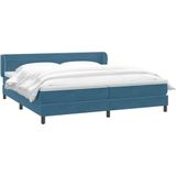 vidaXL Boxspring met matrassen fluweel donkerblauw 180x210 cm