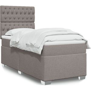 vidaXL Boxspring met matras stof taupe 100x200 cm