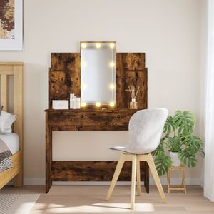 vidaXL Kaptafel met LED-verlichting 96x40x142 cm gerookt eikenkleurig