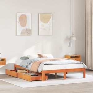 vidaXL Bedframe met lades massief grenenhout wasbruin 120x190 cm