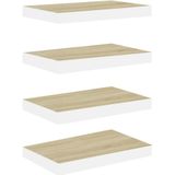 vidaXL-Wandschappen-zwevend-4-st-40x23x3,8-cm-MDF-eikenkleurig-en-wit