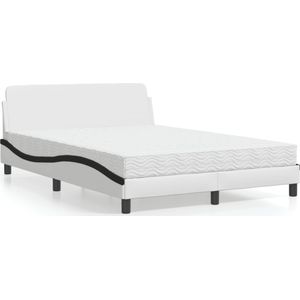 vidaXL Bed met matras kunstleer zwart en wit 120x200 cm