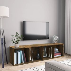 vidaXL-Boekenkast/tv-meubel-143x30x36-cm-bewerkt-hout-gerookt-eiken