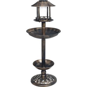 vidaXL - Vogelbadje - met - solar - LED-verlichting - kunststof
