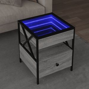 vidaXL Salontafel met Infinity LED 40x40x51 cm grijs sonoma eikenkleur