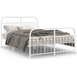 vidaXL Bedframe met hoofd- en voeteneinde metaal wit 137x190 cm