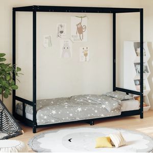 vidaXL Kinderbedframe 80x200 cm massief grenenhout zwart