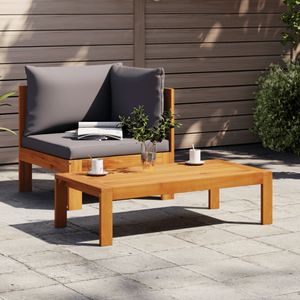 vidaXL 2-delige Loungeset met kussens massief acaciahout