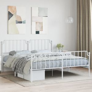 vidaXL Bedframe met hoofd- en voeteneindeÂ metaal wit 183x213 cm