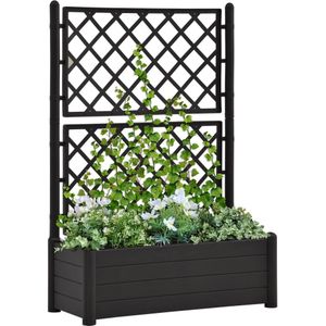 VidaXL Plantenbak met Latwerk 100x43x142 cm PP Antraciet