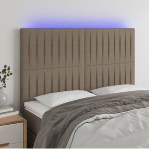 vidaXL Hoofdbord LED 144x5x118/128 cm stof taupe