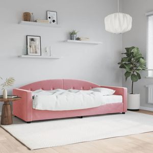 vidaXL Slaapbank met matras 80x200 cm fluweel roze