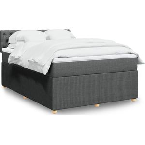 vidaXL Boxspring met matras stof donkergrijs 140x190 cm