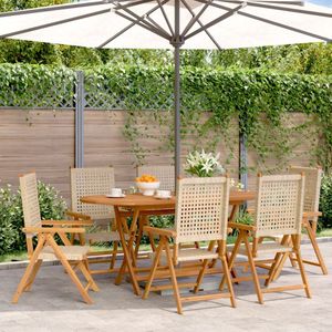 vidaXL Tuinstoelen 6 st poly rattan en massief hout beige