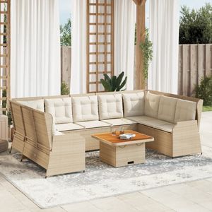 vidaXL 7-delige Loungeset met kussens poly rattan beige