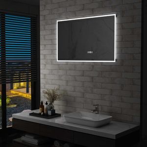 vidaXL-Badkamerspiegel-LED-met-aanraaksensor-en-tijdweergave-100x60-cm