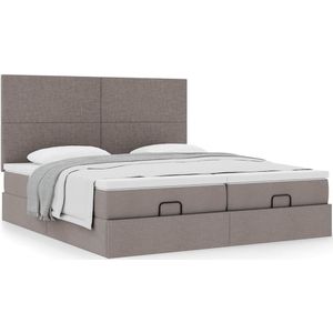 vidaXL Bedframe met matrassen 180x200cm stof taupe