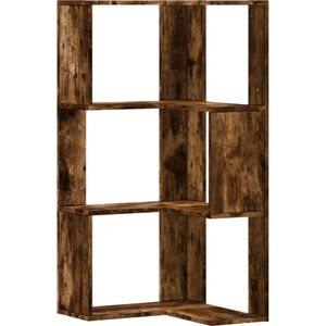 vidaXL Boekenkast 3-laags hoek 50x50x102 cm bewerkt hout gerookt eiken