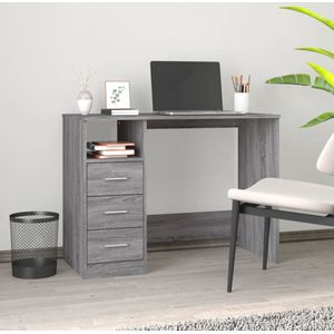 VidaXL Bureau met Lades 102x50x76 cm - Bewerkt Hout - Grijs Sonoma Eiken