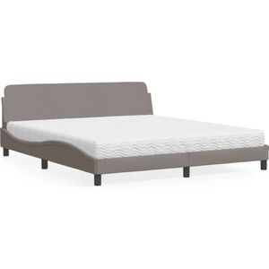 vidaXL Bed met matras stof taupe 180x200 cm