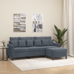 vidaXL Driezitsbank met voetenbank 180 cm fluweel donkergrijs