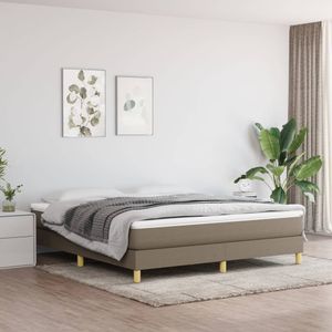 vidaXL Boxspring met matras stof taupe 160x200 cm