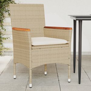 vidaXL Tuinstoelen 2 st met kussens poly rattan beige