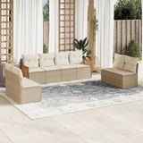 vidaXL 8-delige Loungeset met kussens poly rattan beige