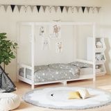 vidaXL Kinderbedframe 80x160 cm massief grenenhout wit