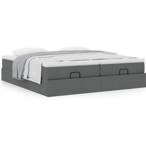 vidaXL Ottoman bed met matrassen 160x200cm stof donkergrijs